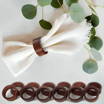 Set mit 12 Serviettenringen aus Holz, Esstisch, Serviettenhalter, dekorative Feiertags-Serviettenringe