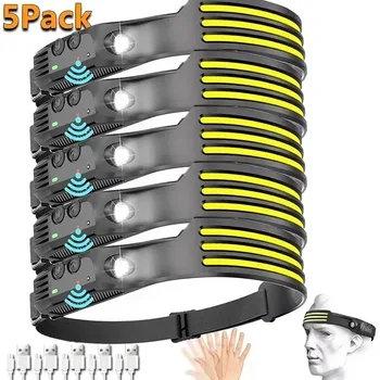 Leistungsstarke COB LED Induktion Scheinwerfer Eingebaute Batterie USB Aufladbare Kopf Taschenlampe Outdoor