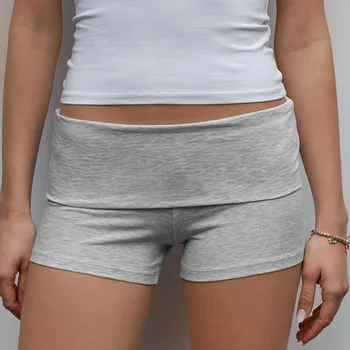 Sommer Slim Yoga Shorts Frauen Casual Einfarbig Falten Über Niedrige Taille Lounge Shorts