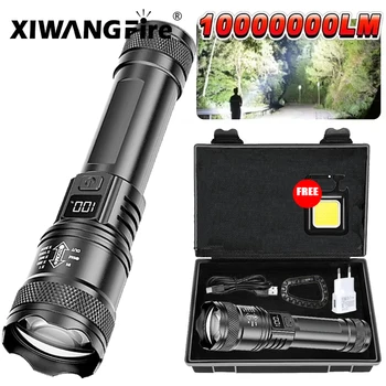 Ultrahelle LED-Taschenlampe, 2000 lm, Typ C, wiederaufladbar, große Reichweite, Zoom, taktische Taschenlampe