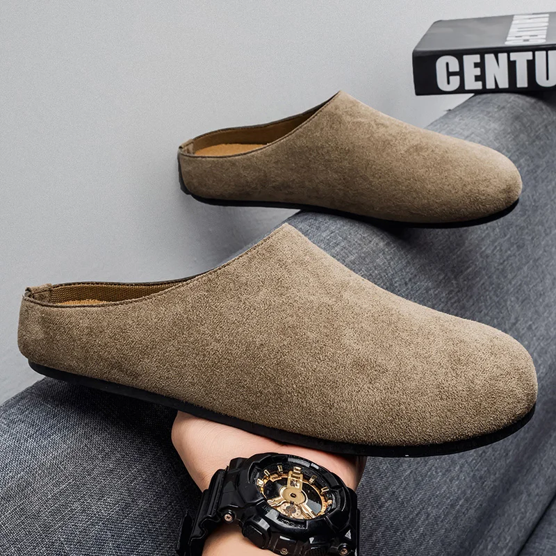 Neue Herren-Hausschuhe, Retro-Stil, Einfarbige Flache – Bild 3