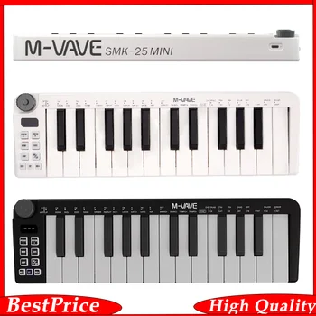 M-VAVE SMK-25mini MIDI-Keyboard, wiederaufladbares 25-Tasten-MIDI-Steuerkeyboard, tragbares Mini-USB-Keyboard