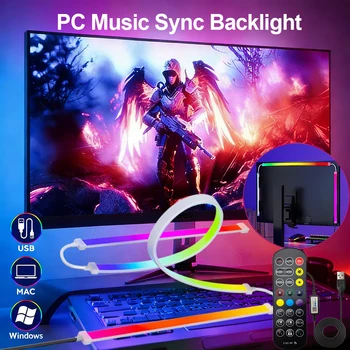 PC-Hintergrundbeleuchtung 24 27 32 34 Zoll Monitor-Bildschirm LED-Hintergrundbeleuchtung Musik-Sync