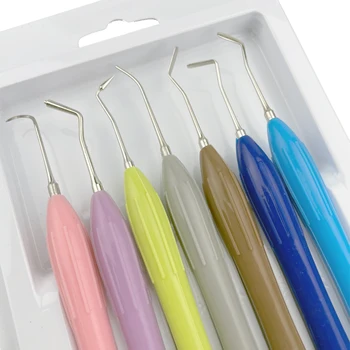 Dental Doppelseitige Edelstahl Harz Füllstoff Set Verbund Harz Füllung Spachtel Silikon Griff Dental