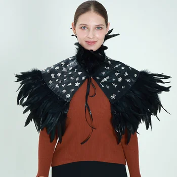 Gothic Dark Feather Schal Karneval Cosplay Party Schulter Dekoration Vintage übertrieben Kragen Umhang
