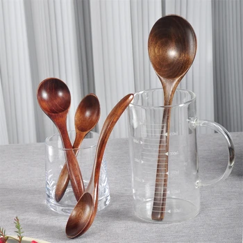 Japanischer Holzlöffel, Holz-Tischbesteck, Verbrühungssicherer Tee- und Kaffeerührlöffel, Kochutensilien