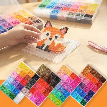 24 Farben 12000 Stück Perler Perlen Set Herstellung Kit 2,6 mm Hama Perlen Pixel Art Puzzle für DIY 3D Puzzles
