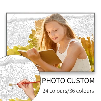 GATYZTORY 24/36 Farbe personalisierte Malen nach Zahlen Foto individuelle DIY Ölgemälde nach Zahlen Bild