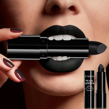 Mattschwarzer Lippenstift, langlebig, wasserfest, keine Falten, Gothic Dark Makeup Party, Halloween Cosplay