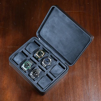 Leder-Uhrenbox, 8-Slot-Aufbewahrungsbox für Uhren, tragbar, für Reisen, mechanische Uhren, Organizer-Boxen