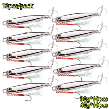 Paket Angeln Metall Jig Lockt 30g 40g Überzug Silbrig Metall Jig Köder Meer Angeln Köder Angeln (10 Stück)