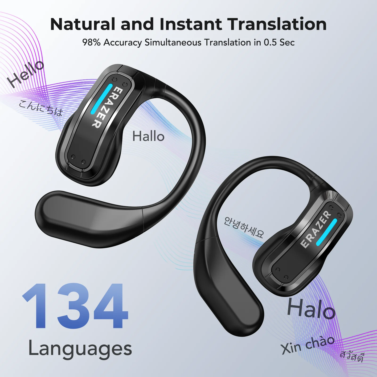 ERAZER X8 AI Translator Ohrhörer Gaming Bluetooth 5.4 – Bild 3