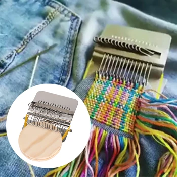 Strickwerkzeuge zum Ausbessern von Kleidung und Jeans, kleiner Rahmen, Handteppich, Holzwebstuhl, Webrahmen