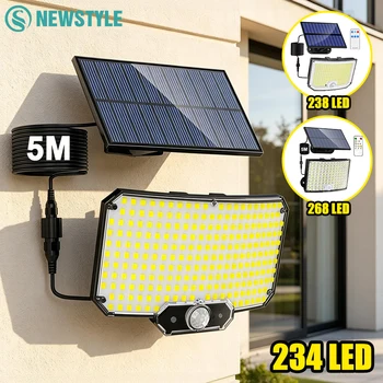 Solarleuchten für den Außenbereich mit Bewegungssensor, 234/268 LED Solar-Flutlichter, wasserdichte