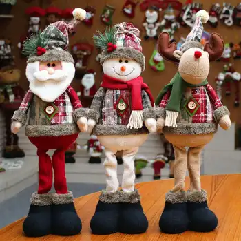 Weihnachtspuppen Baumschmuck Stehende Weihnachtsmann-, Schneemann- und Rentier-Figuren für Heimdekoration