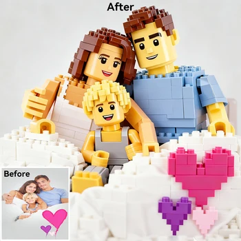 Benutzerdefiniertes Cartoon-Baustein-Stil-Porträt aus dem Foto, personalisiertes Cartoon-Geschenk für Paare