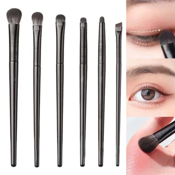 Schwarz Augen Make-Up Pinsel Set Professionelle Contouring Lidschatten Eyeliner Pinsel Tragbare (6 Stück)
