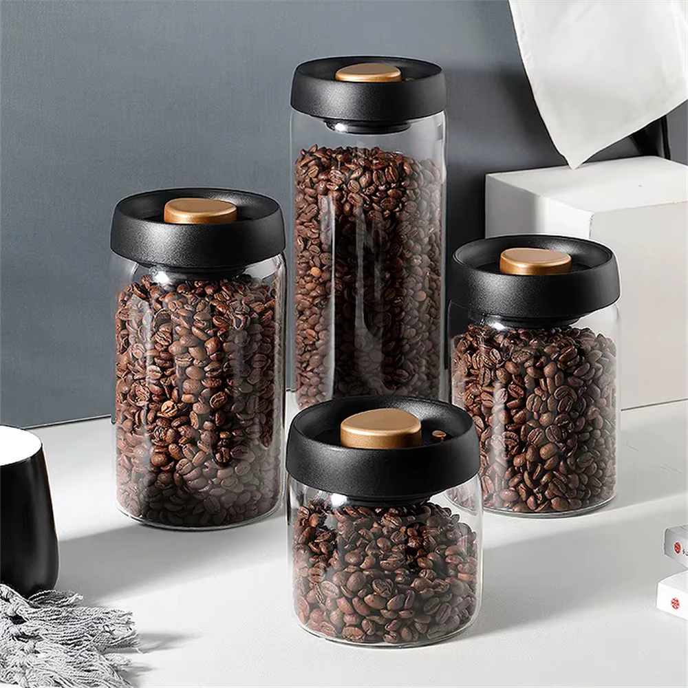 1pc Kaffee Bohnen Vakuum Versiegelt Tank Haushalt Glas