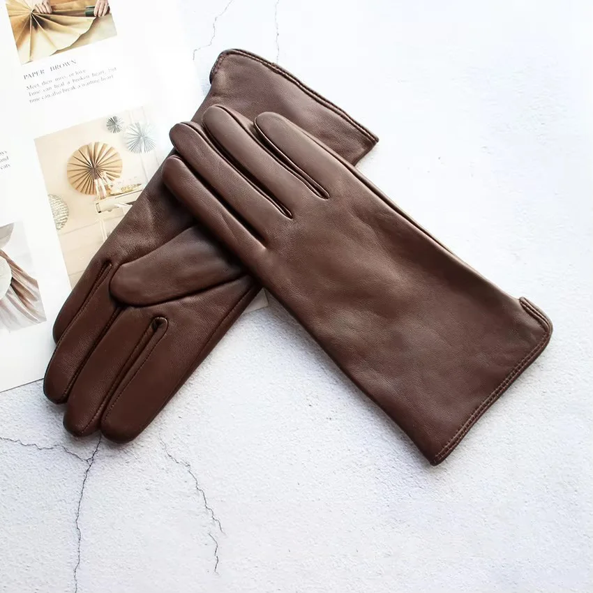 Leder-Schaffell-Handschuhe für Damen, Herbst, warm – Bild 5