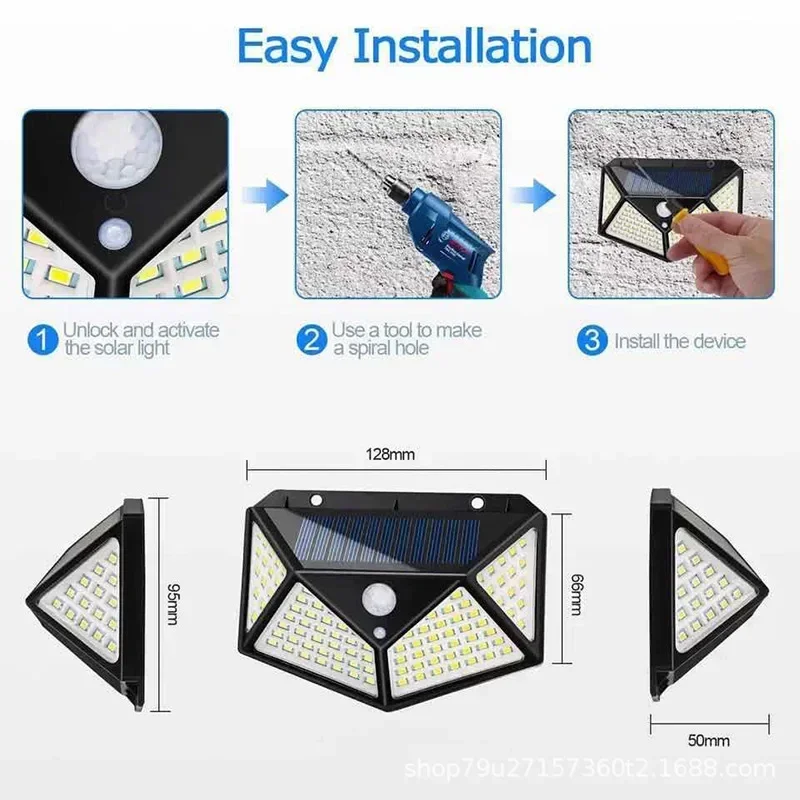Solarleuchten Außenwandleuchte PIR Bewegungsmelder 100LED – Bild 5