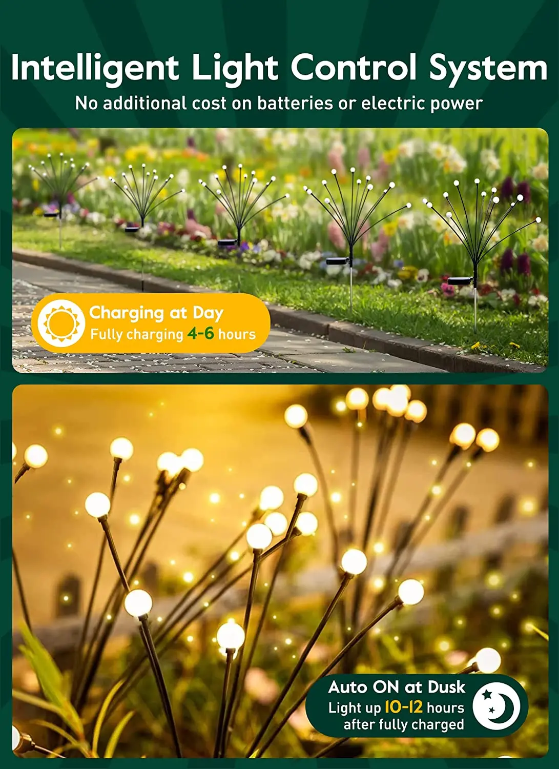 8-LED-Solar-Gartenleuchten, angetriebene – Bild 3