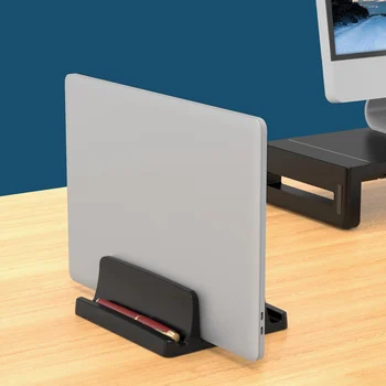 Vertikaler Laptopständer für den Schreibtisch, Laptophalter aus Kunststoff mit zwei Steckplätzen