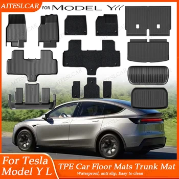 Tesla Model Y L Komplette TPE-Fußmatten Vier Jahreszeiten Wasserdichte Rutschfeste Matten Fußpolster Model YL