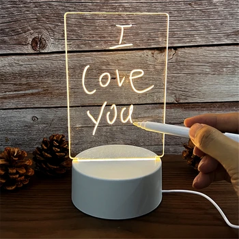 Transparente leuchtende LED-Nachtlichter USB leuchtende Acryl Nachtlicht lösch bar schreiben Message Board