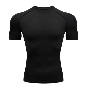 Einfarbiges Kurzarm-T-Shirt für Herren, komprimiert, schnell trocknend, atmungsaktiv, Trainingsanzug, Fitness