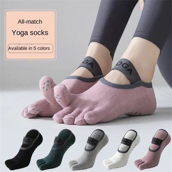 1 Paar Damen-Fünf-Finger-Socken, Professionelle Rutschfeste Yoga-Socken, Pilates-Fitness-Socken