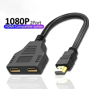 HDMI-Kompatibel Kabel Splitter 1080P 2 Dual Port Y Splitter 1 In 2 Out Kabel Adapter Für lcd Tv Box Ps3