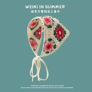 Koreanische süße süße handgemachte häkeln hohle Dreieck Stirnband Handtuch Frauen Frühling und Sommer Reise