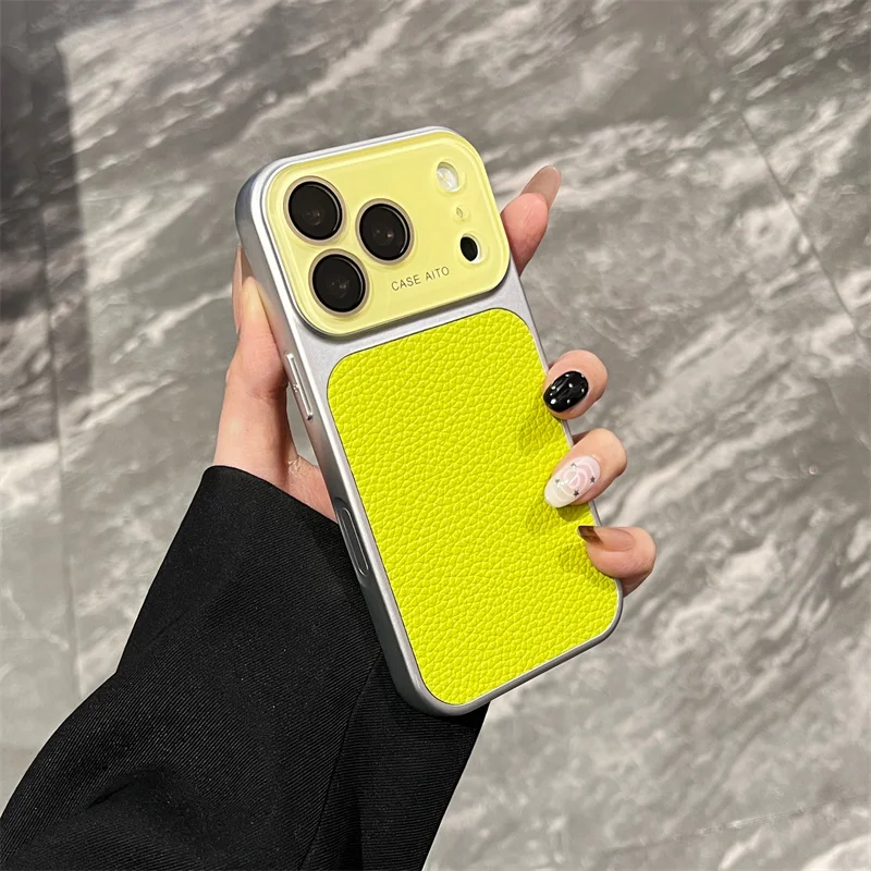 Luxuriöse Handyhülle aus Leder mit Litschi-Muster für iPhone – Bild 4