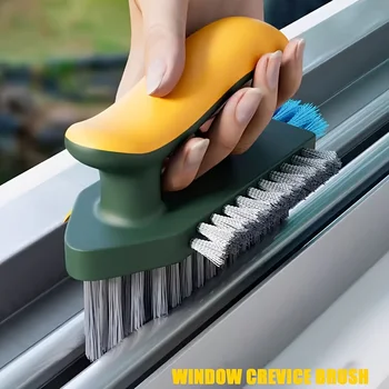 4-in-1-Bürstenrakel für Lücke, Nut, Reinigungswerkzeug, Glasschaber, Küche, Badezimmer, Boden, Reifenreiniger