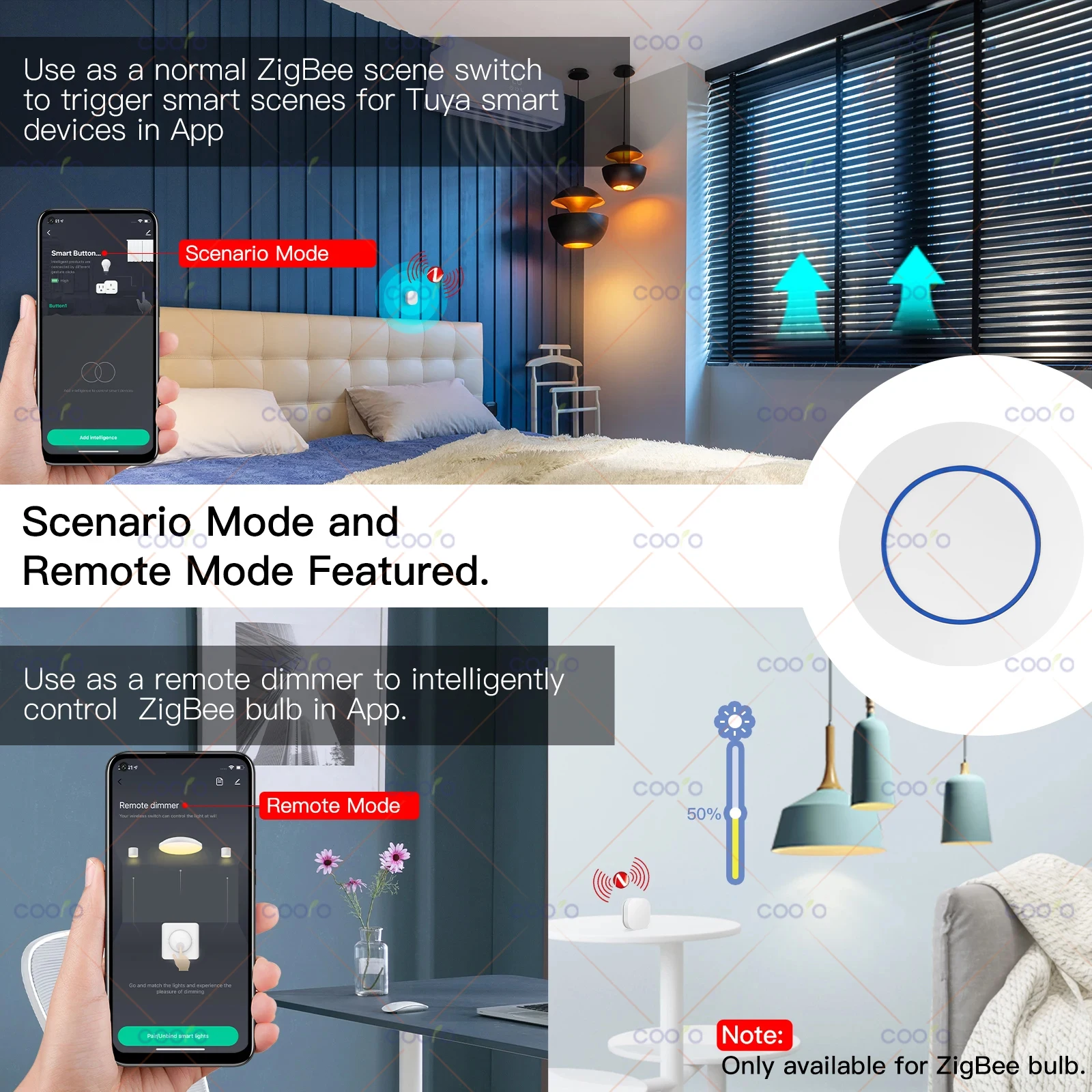 Tuya ZigBee Push Button Wireless Hand-Remoter Szene Switch – Bild 2