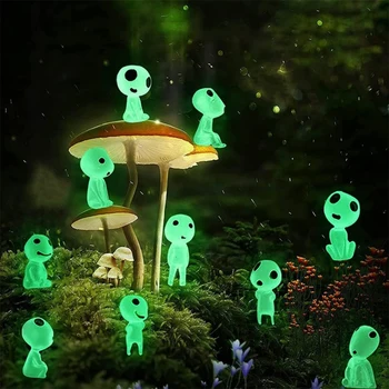 Feengarten-Zubehör, leuchtende Geister-Harzfiguren, Baumelfen, Miniatur für Mikro-Landschaft (10 Stück)