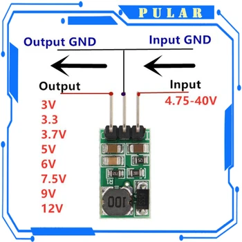 DD4012SA 1A DC 5-40V zu 3V 3,3V 3,7V 5V 6V 7,5V 9V 12V Regler DC-DC Step-Down Buck Converter Modul Board