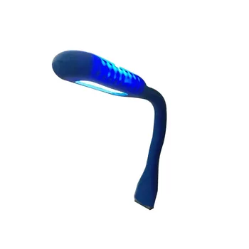 Helle 1,2 W kreative USB-LED-Lichtlampe mit blauem/grünem Körper für Notebook-Computer, flexibler Metallhals