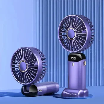 Tragbarer, persönlicher, wiederaufladbarer Handventilator, LED-Digitalanzeige 90 ° Einstellbarer