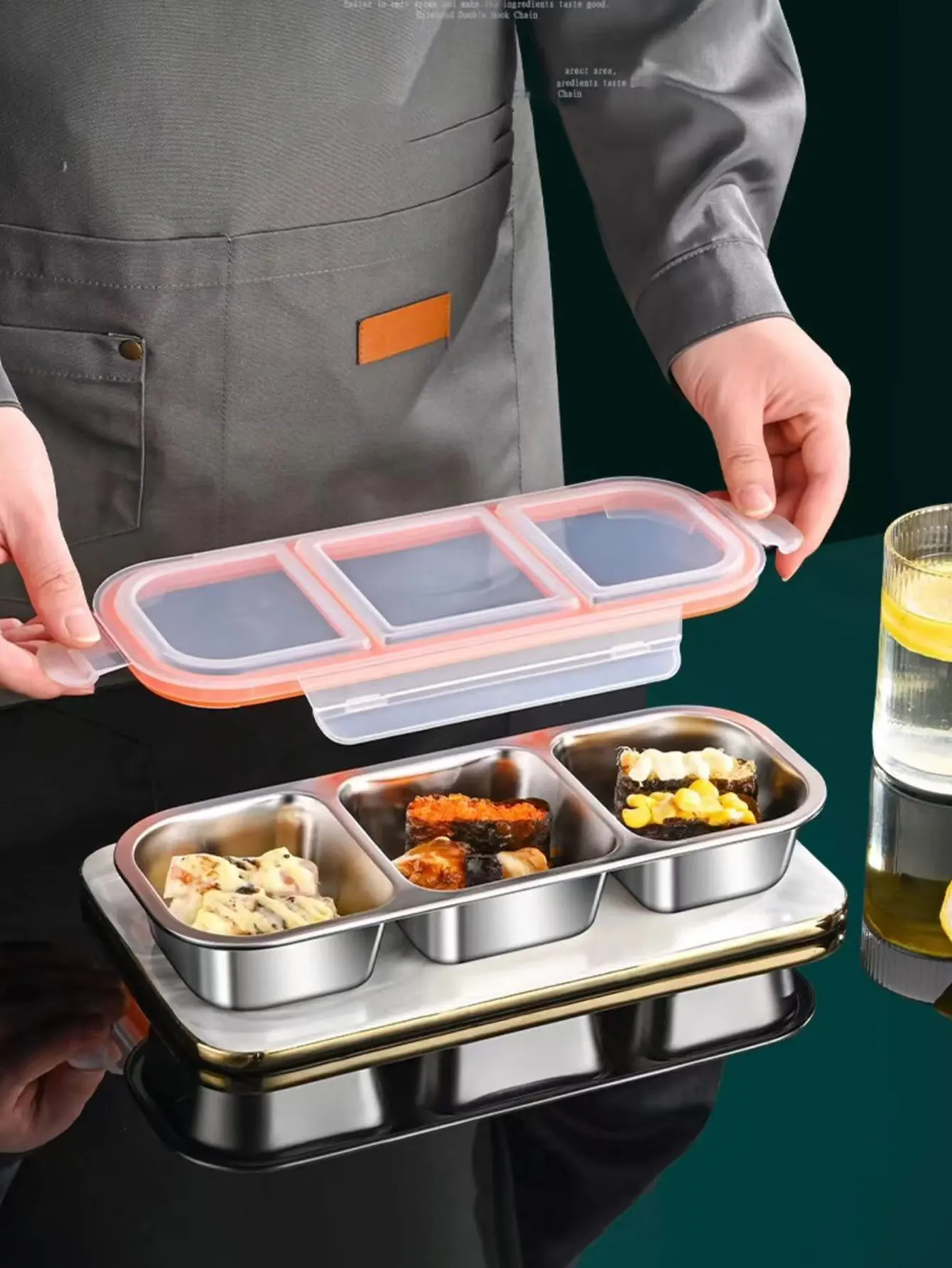 Edelstahl-Mini-Lunchbox mit Fächern für leichte Mahlzeiten