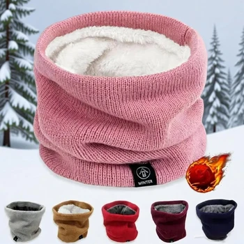 Winter Warm Gestrickte Hals Schal für Frauen Männer Plüsch Volle Maske Outdoor Kaschmir Solide Snood Schals
