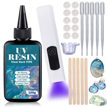 UV-Harz-Set mit Licht, verbesserter harter Typ, kristallklares, ultraviolettes, aushärtendes UV-Harz