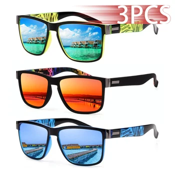 Mode Klassische Quadratische UV400 Sonnenbrille Männer Frauen Fahren Angeln Bunte Trendy Leichte (3 Stück)