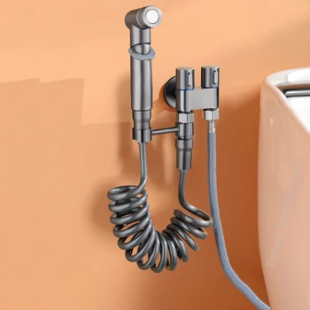 Hygienische Dusch-Toiletten-Bidet-Sprühvorrichtung Duschkopf Doppel-Auslass-Eckventil Wandmontierte