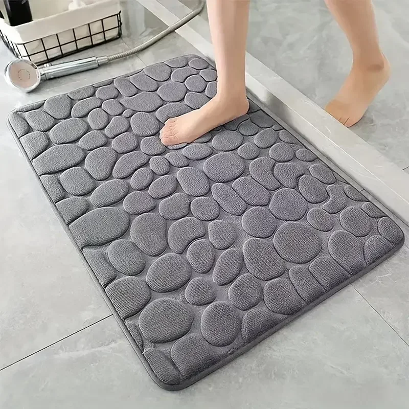 3D rutschfeste Badezimmermatte, Kopfsteinpflaster, geprägte