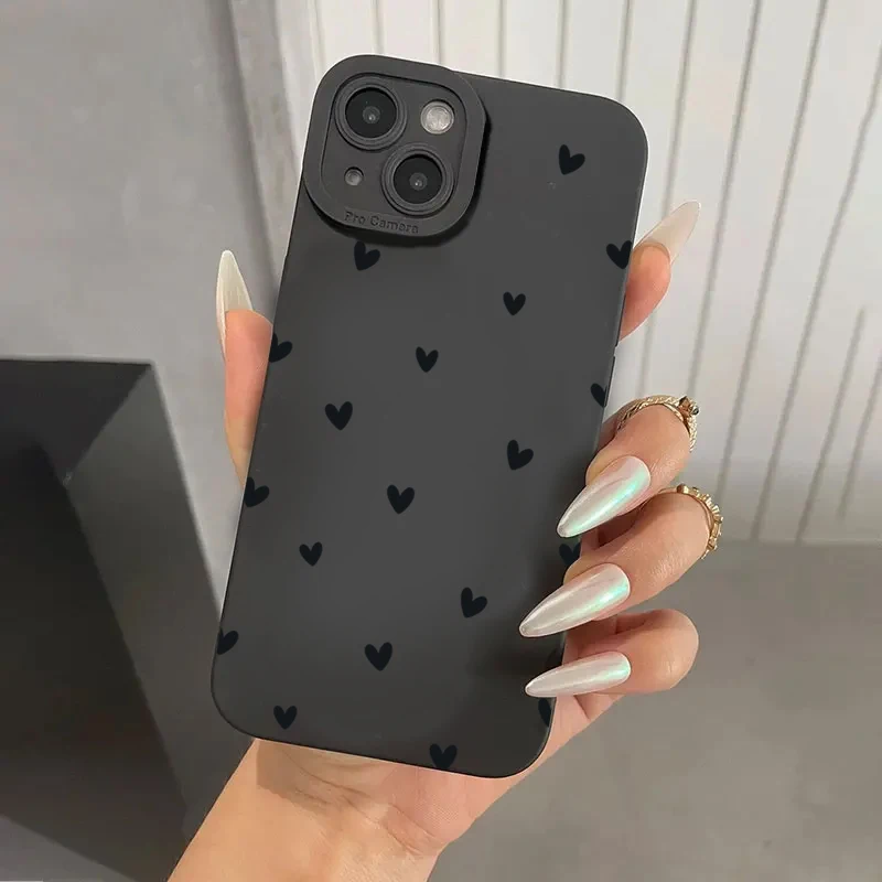Schwarze Liebesherz-Handyhülle für iPhone 17 16 14 15 13 12 – Bild 2