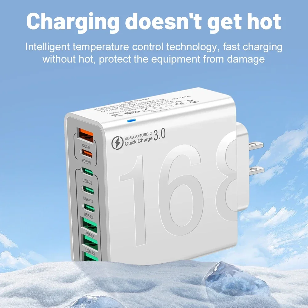 USB-C-Ladegerät, mehrere 8 Anschlüsse, Typ C, hohe – Bild 5