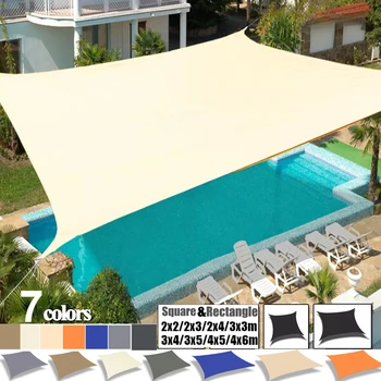 2x3/3x4/4x5/5x6M Sonnenschutz Segel Wasserdicht Outdoor Quadrat Rechteck Garten Terrasse UV Block Party