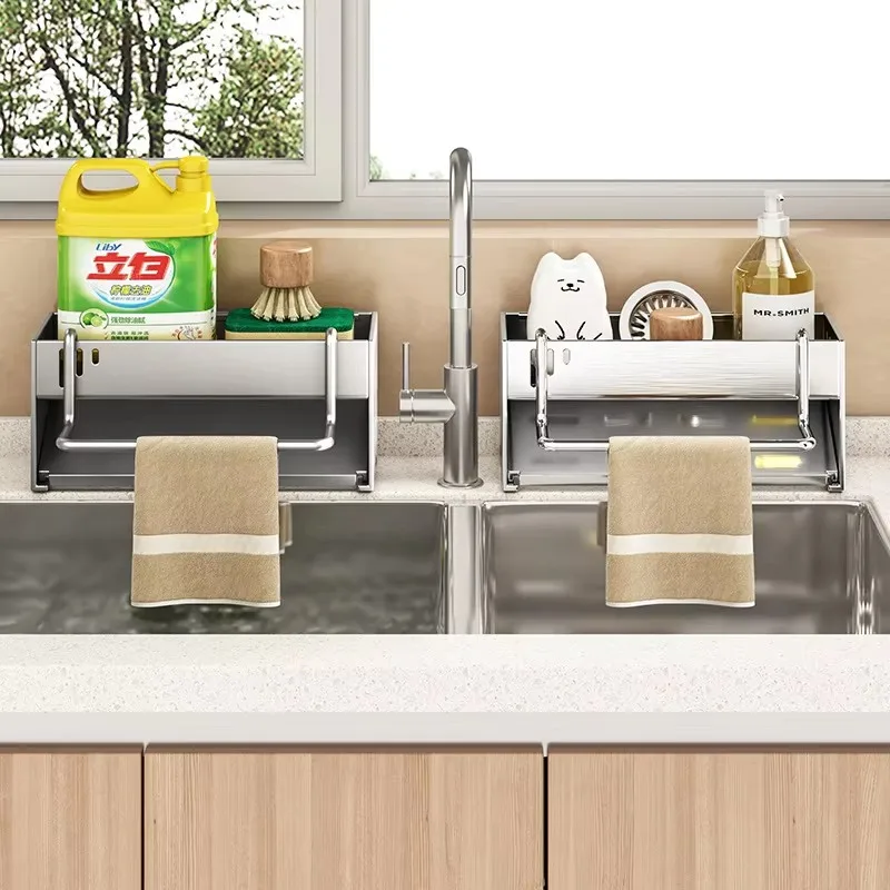 Küche Edelstahl Schwamm Rack Haushalt Waschbecken Lappen – Bild 5
