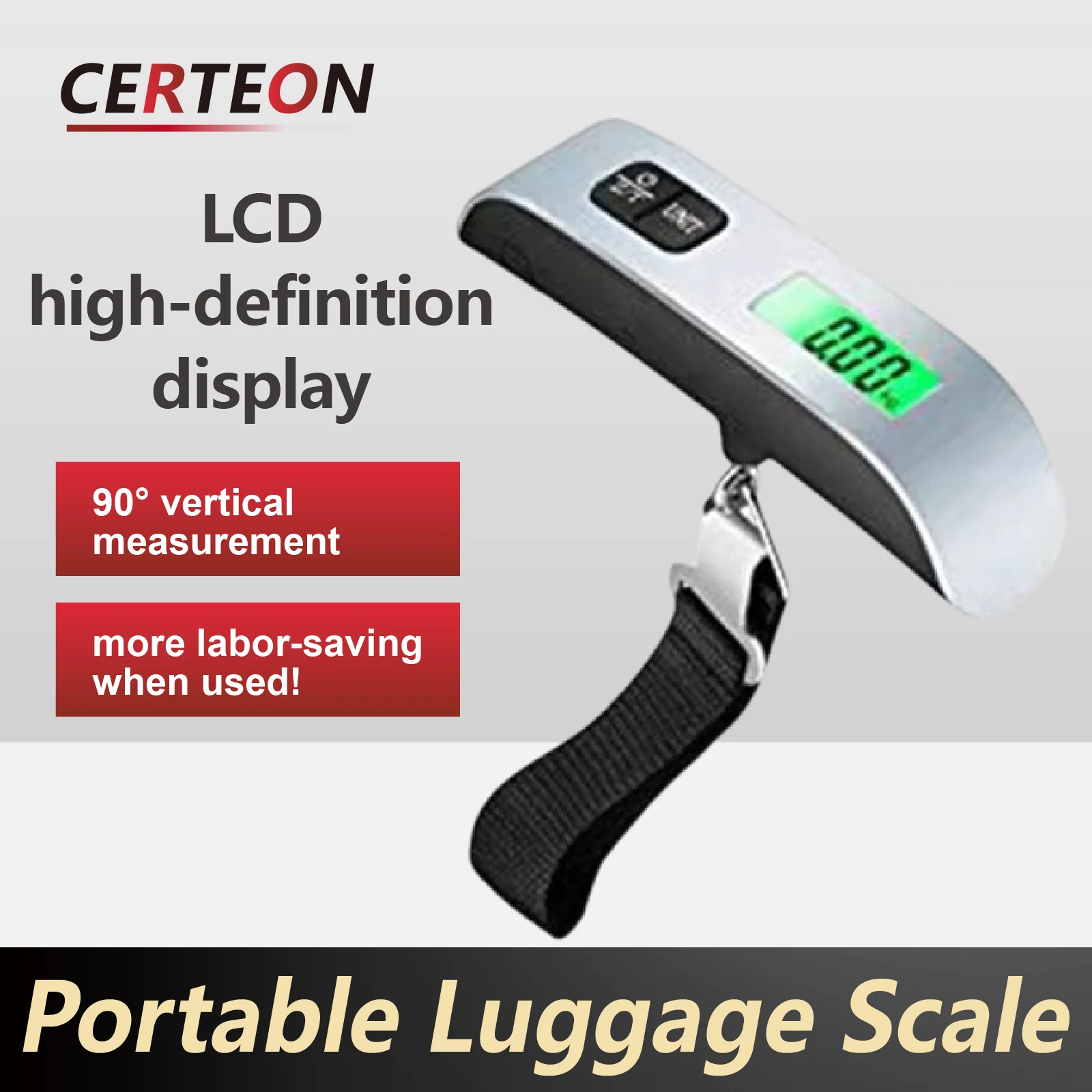 Digitale Handgepäckwaage 50kg Tragbar mit Haken und Gurt